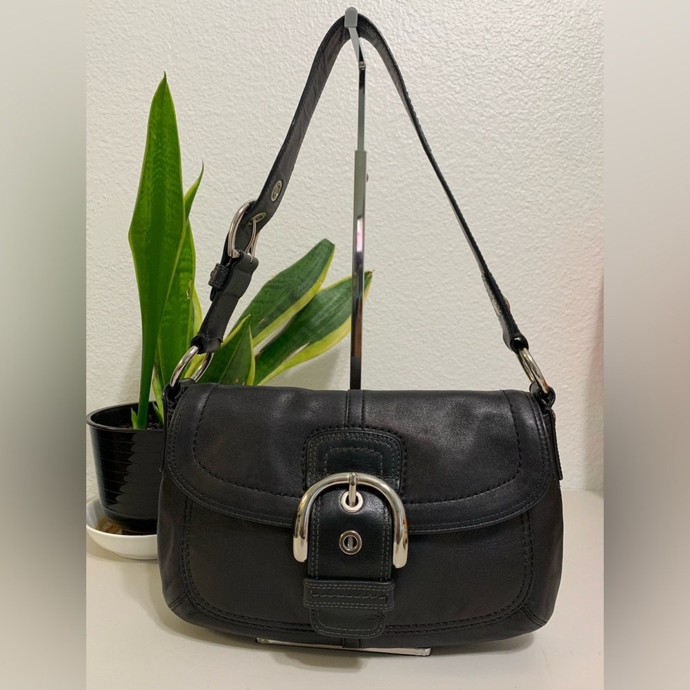 💕👜Coach Leather Shoulder Bag F13105 Y2K Gilmore Girls Black Hobo Soho